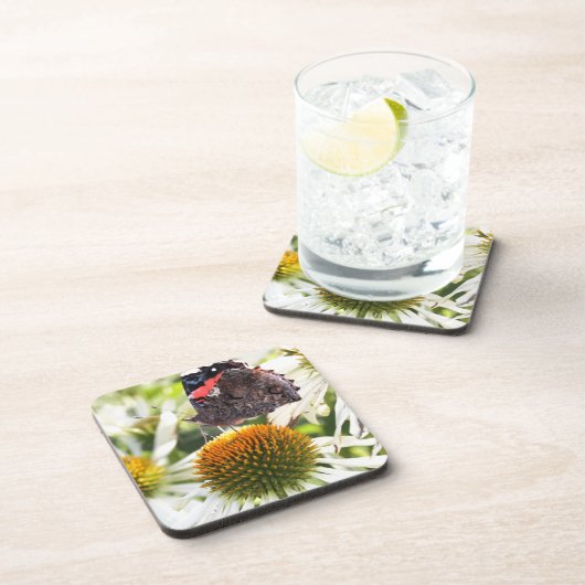 Admiral Butterfly auf Blume Untersetzer (Rechte Seite)