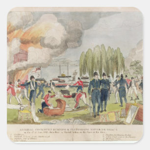 Admiral Cockburn Burning und Plündern Quadratischer Aufkleber