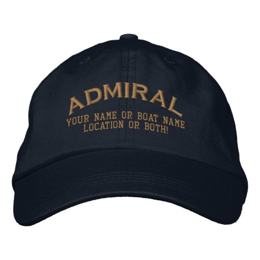 Admiral Custom Ihr Name Boot Lokal Bestickte Baseballkappe (Vorderseite)