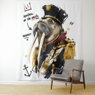Admiral der Arktis Majestätischer Walross Wandteppich