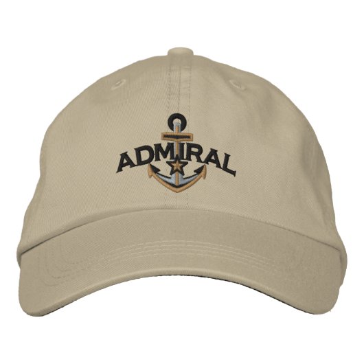 Admiral Nautical Star Anchor Embroidery Bestickte Baseballkappe (Vorderseite)