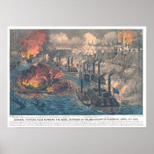 Admiral Porters Flotte durchbricht die Rebellionsb Poster