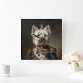 Admiral West Highland Terrier Quadratische Wanduhr (Zuhause)