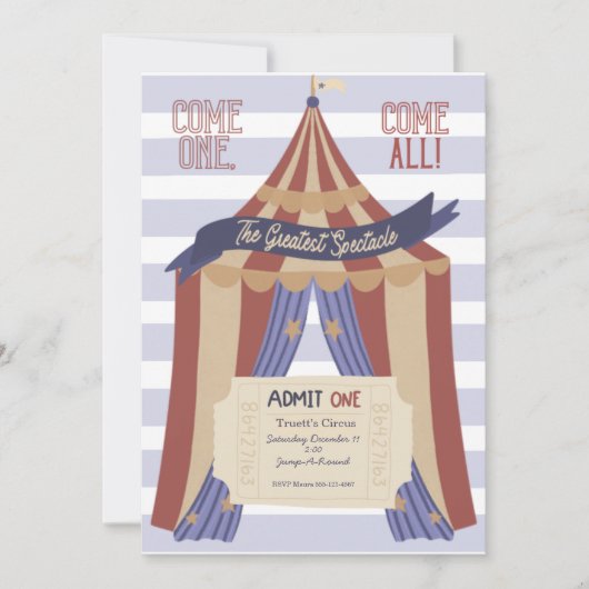 Admit ONE Circus Birthday Invitation Einladung (Vorderseite)