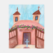 Adobe Church Watercolor New Mexico CUSTOM Fleecedecke (Vorderseite)