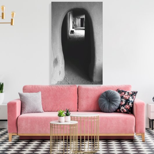 Adobe Doorway Architecture Black & White Foto Leinwanddruck (Insitu (Wohnzimmer))