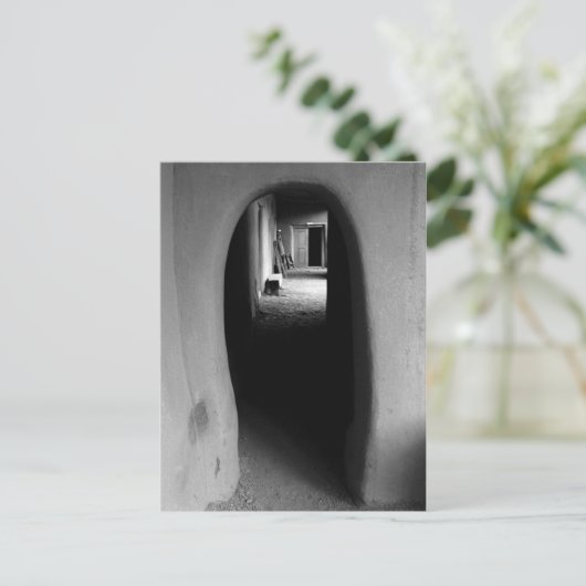 Adobe Doorway Architecture Black & White Foto Postkarte (Stehend Vorderseite)
