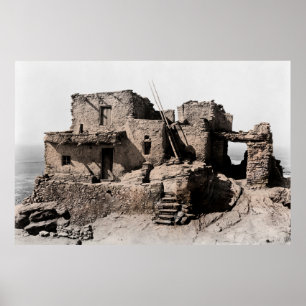 ADOBE DWELLING of HOPI AMERIKANISCHEN UREINWOHNERS Poster