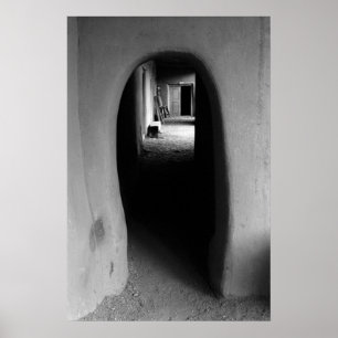 Adobe-Eingangs-Architektur-schwarzes u. weißes Poster