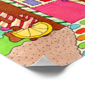 Adobe Gingerbrot House mit Katzen Folklorekunst Poster (Ecke)