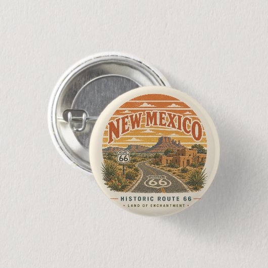 Adobe Mesa Route 66 Wüstenstraße Badge Art Button (Vorne & Hinten)