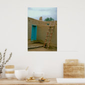 Adobe Pueblo Taos Blue Door and Ladder Poster (Küche)