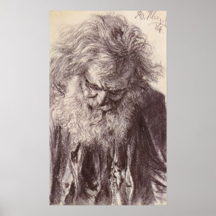 Adolph von Menzel Portrait eines alten Mannes Poster