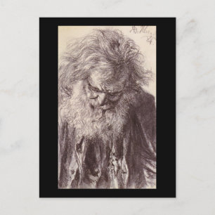 Adolph von Menzel Portrait eines alten Mannes Postkarte