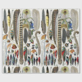 Adolphe Millot Dark Academia Vintage Bird Feather Geschenkpapier (Flach)