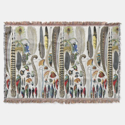Adolphe Millot Dark Academia Vintage Vogel Feder Decke (Vorderseite)