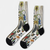 Adolphe Millot Dark Academia Vintage Vogel Feder Socken (Linkes Detail)