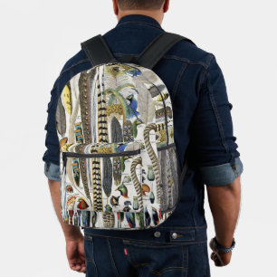Adolphe Millot Dark Academia Vintage Vogelfeder Bedruckter Rucksack