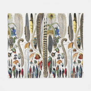 Adolphe Millot Dark Academia Vintage Vogelfeder Fleecedecke