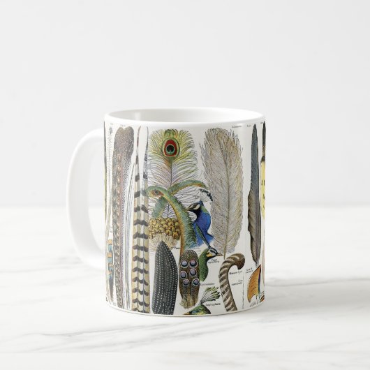 Adolphe Millot Dark Academia Vintage Vogelfeder Kaffeetasse (Vorderseite Links)