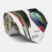 Adolphe Millot Dark Academia Vintage Vogelfeder Krawatte (Gerollt)
