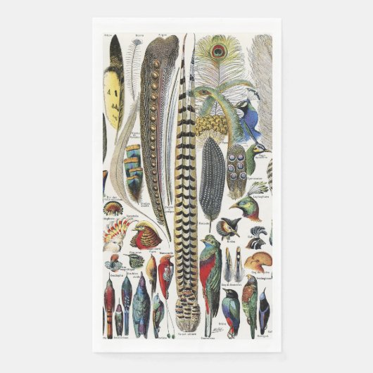 Adolphe Millot Dark Academia Vintage Vogelfeder Serviette (Vorderseite)