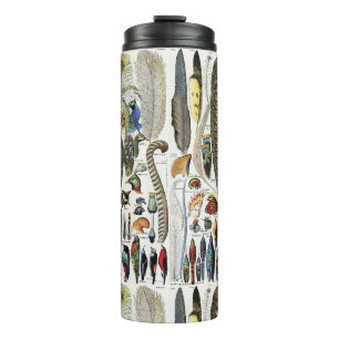 Adolphe Millot Dark Academia Vintage Vogelfeder Thermosbecher
