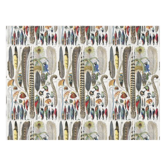 Adolphe Millot Dark Academia Vintage Vogelfeder Tischdecke (Vorderseite (Horizontal))