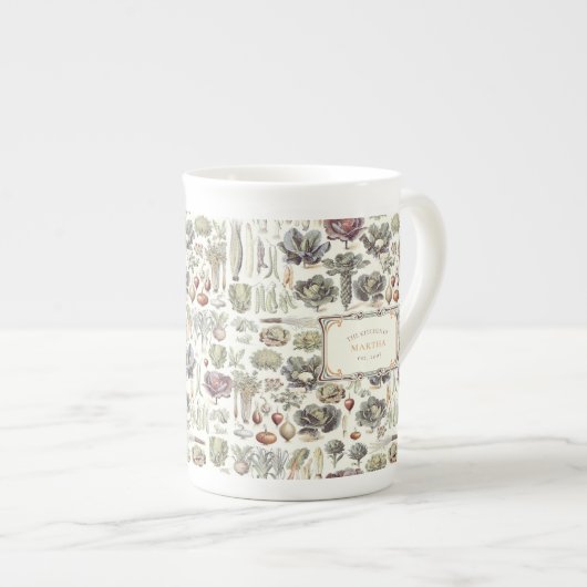 Adolphe Millot Gemüsemuster Knochen China Tasse (Vorderseite Rechts)