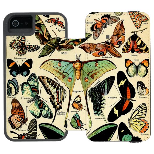 Adolphe Millot Papillons iPhone Digitalkamera Incipio iPhone Geldbeutel-Hülle (Folio Geöffnet)