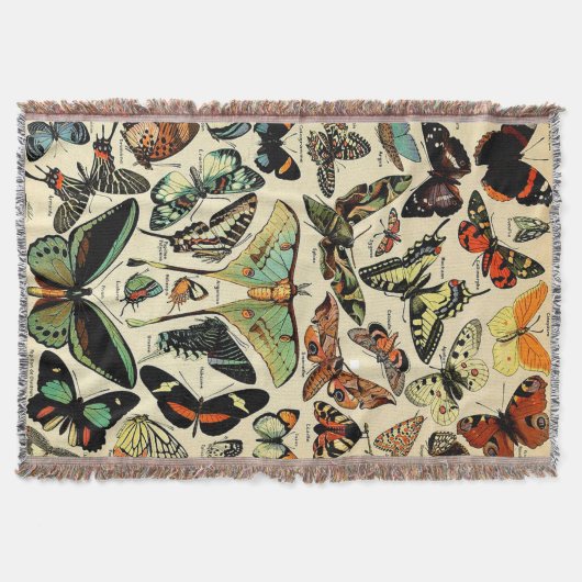 Adolphe Millot Papillons Throw Blanket Decke (Vorderseite)