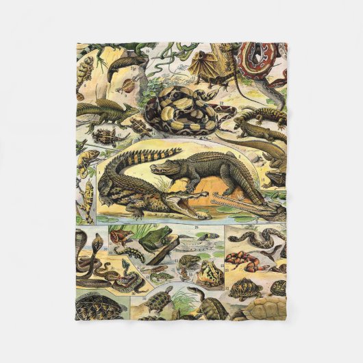Adolphe Millot Reptiles 1 Fleece Blanket (Vorderseite)