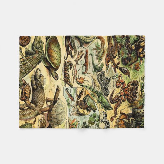 Adolphe Millot Reptiles 2 Fleece Blanket (Vorderseite (Horizontal))
