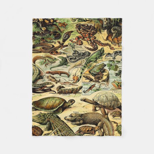 Adolphe Millot Reptiles 2 Fleece Blanket (Vorderseite)
