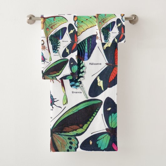 Adolphe Millot "Schmetterlinge" 3. Badhandtuch Set (Insitu)