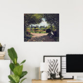 Adolphe Monet Reading im Garten, 1866 Poster (Heimbüro)