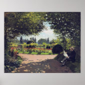 Adolphe Monet Reading im Garten, 1866 Poster (Vorne)