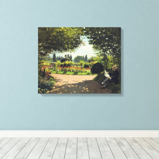 Adolphe Monet Reading im Garten - Claude Monet Leinwanddruck (Insitu (Holzboden))