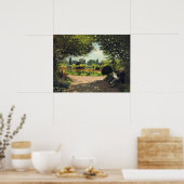 Adolphe Monet Reading im Garten - Claude Monet Poster (Küche)