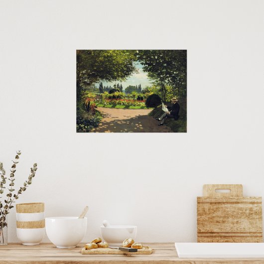 Adolphe Monet Reading im Garten - Claude Monet Poster (Küche)