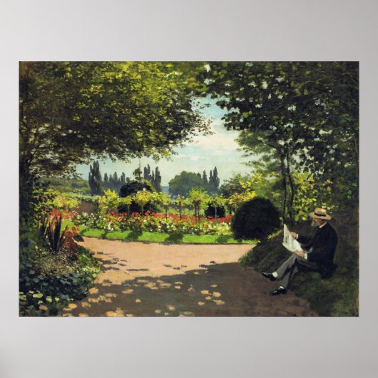 Adolphe Monet Reading im Garten - Claude Monet Poster (Vorne)