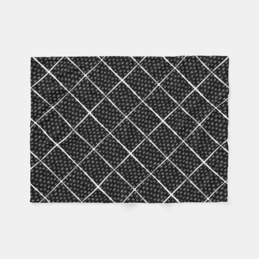 ADOM Black Grid Diamond Blanke Fleecedecke (Vorderseite (Horizontal))
