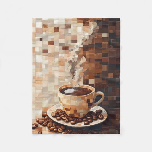 ADOM Coffee Mosaic Wurfdecke Fleecedecke (Vorderseite)