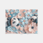 ADOM Cute Panda Floral Wurfdecke Fleecedecke (Vorderseite (Horizontal))