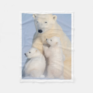 ADOM Eisbär-Familien-Decke Fleecedecke