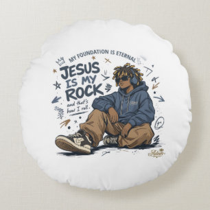 ADOM "Jesus Is My Rock" Damen-T-Shirt Rundes Kissen