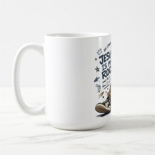 ADOM "Jesus ist mein Fels" Damen-T-Shirt Kaffeetasse