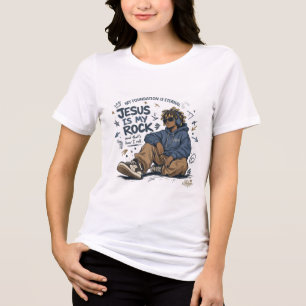 ADOM "Jesus ist mein Fels" Damen-T-Shirt Tri-Blend Shirt