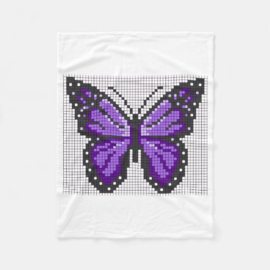 ADOM Lila Pixel Schmetterlingsdecke Fleecedecke (Vorderseite)