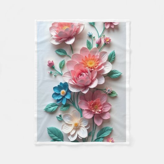 ADOM Papierblumen-Kunst-Wurfdecke Fleecedecke (Vorderseite)